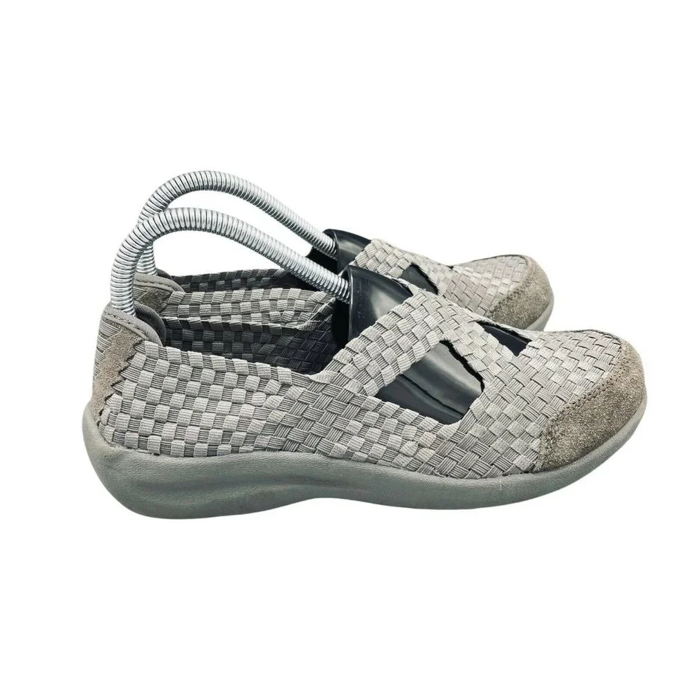 Skechers Weave Criss Cross Comfort Shoes Gray Size 6.5 Women Closed Toe Slip On - Picture 4 of 8